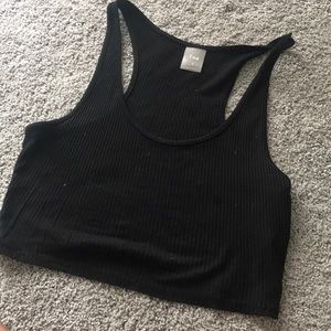 Aritzia TNA black cropped ribbed tank top